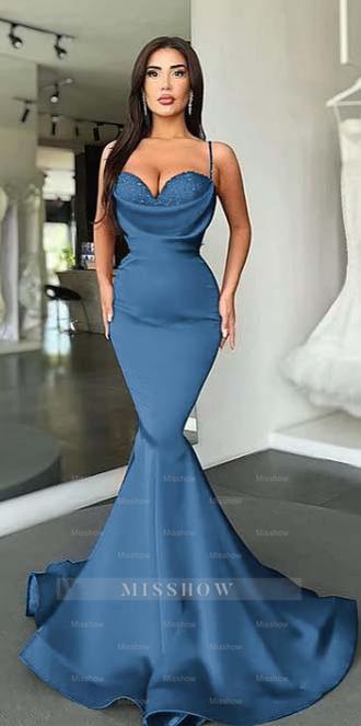 Mermaid Red Spaghetti Strap Sleeveless Sweetheart Formal Dress With Sequins