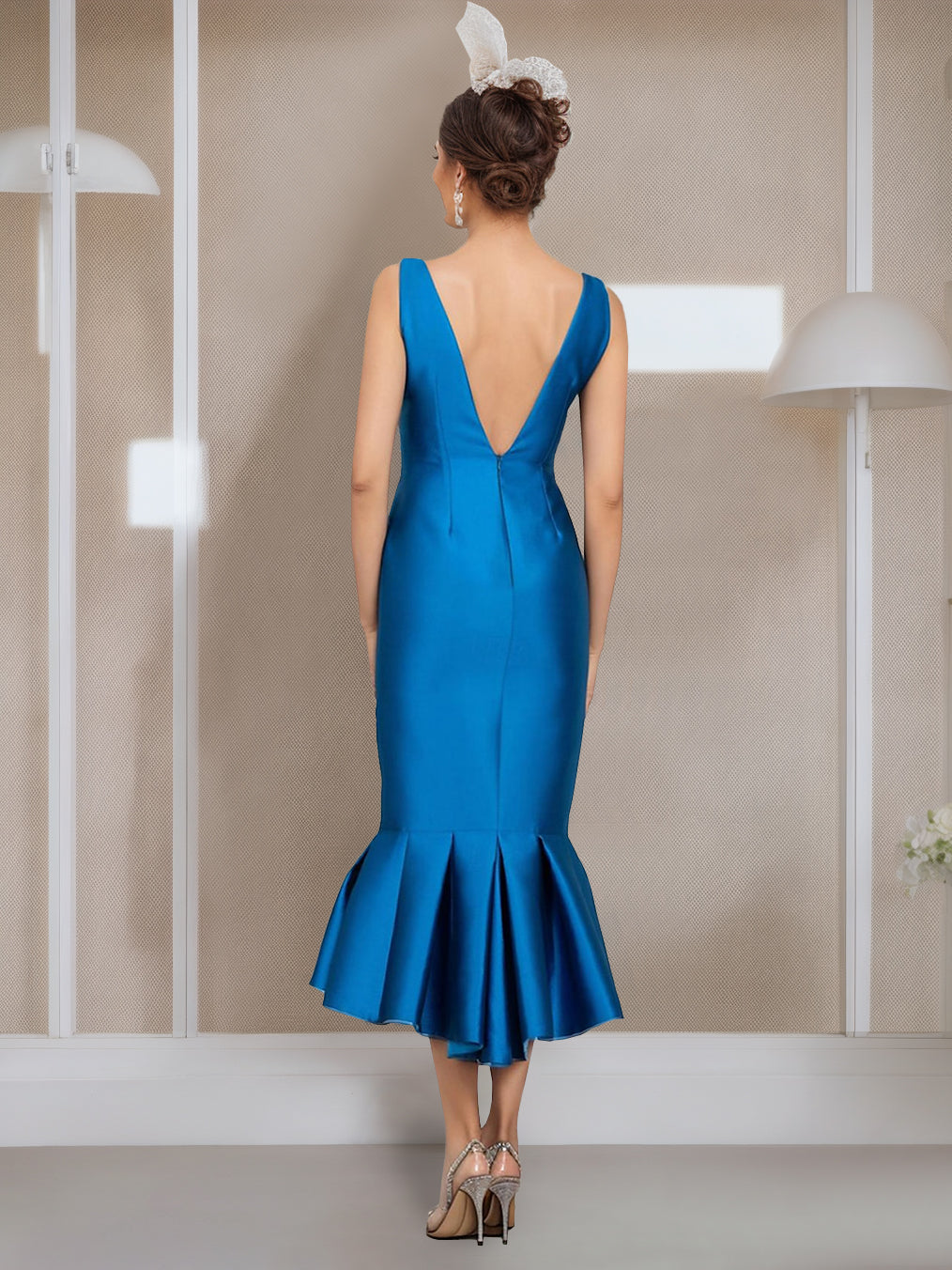 half mermaid dress Mermaid Trumpet Sweep Brush Train Formal Dresses Evening Gown Mother of the  Bride Dress Half Sleeve Scoop Neck Elegant Formal Wedding Guest Lace Tulle  with Appliques 2026