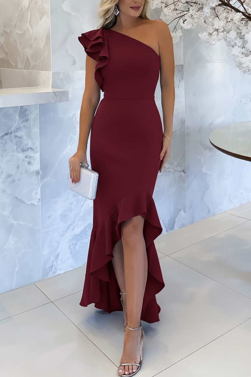 Mermaid/Trumpet One-Shoulder Asymmetrical Mother of the Bride Dresses
