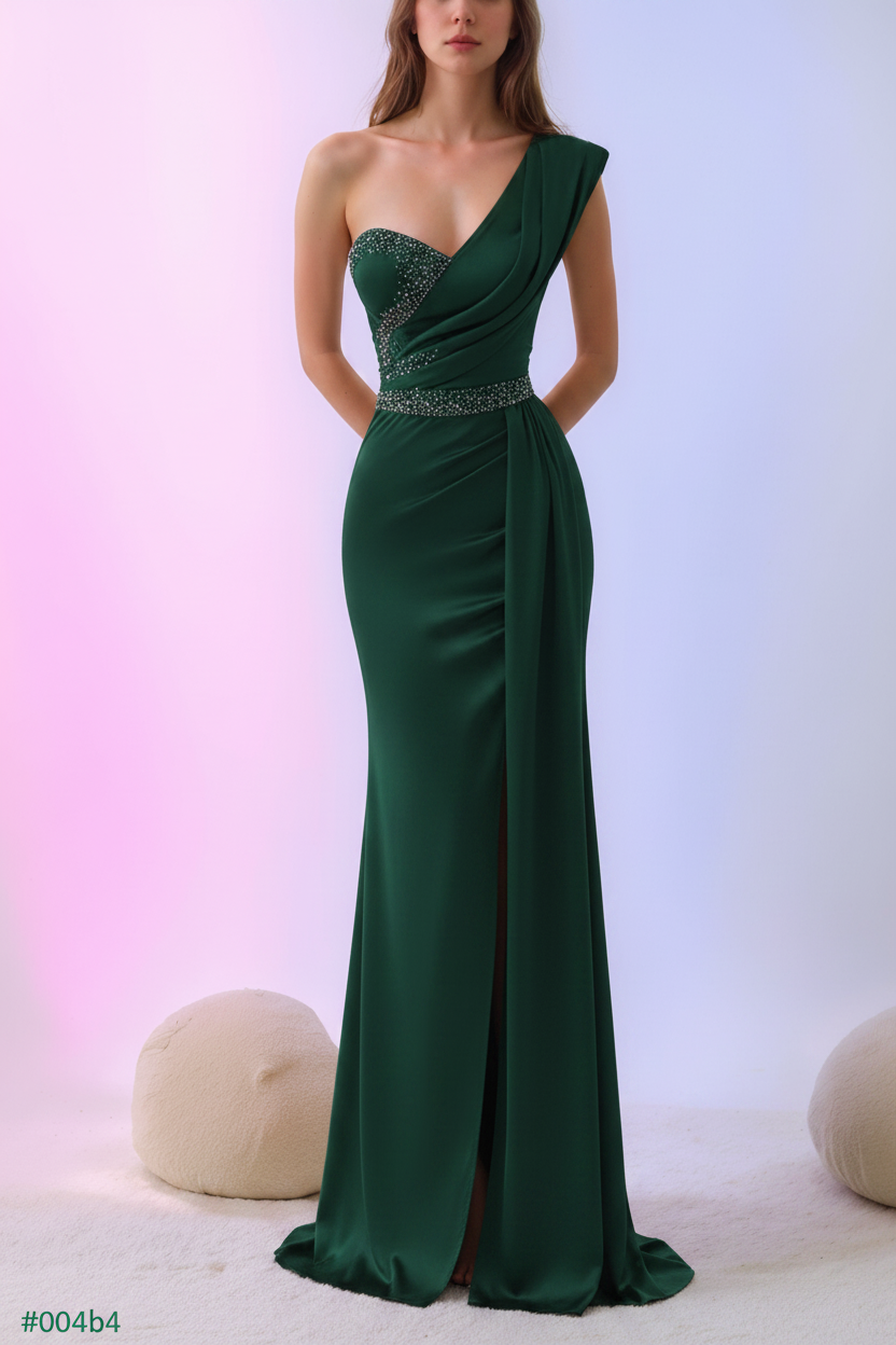 Mermaid/Trumpet One-Shoulder Sleeveless Floor-Length Mother of the Bride Dresses with Split Side & Sequins