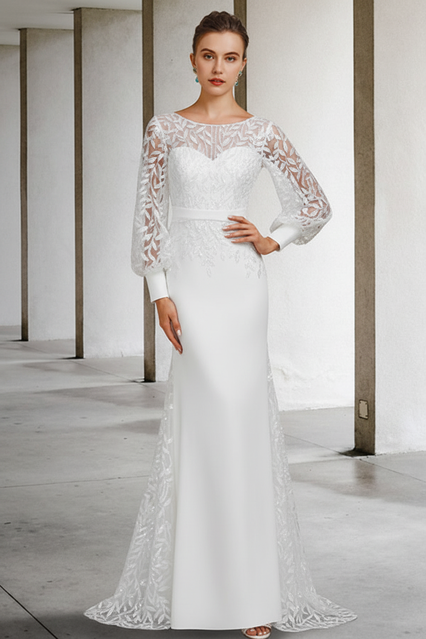 Mermaid/Trumpet Scoop Neck Long Sleeves Floor-Length Mother of the Bride Dresses with Sequins