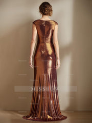 Mermaid/Trumpet Sleeveless Floor-Length Mother of the Bride Dress with Scoop Neck Ruffles & Side Split