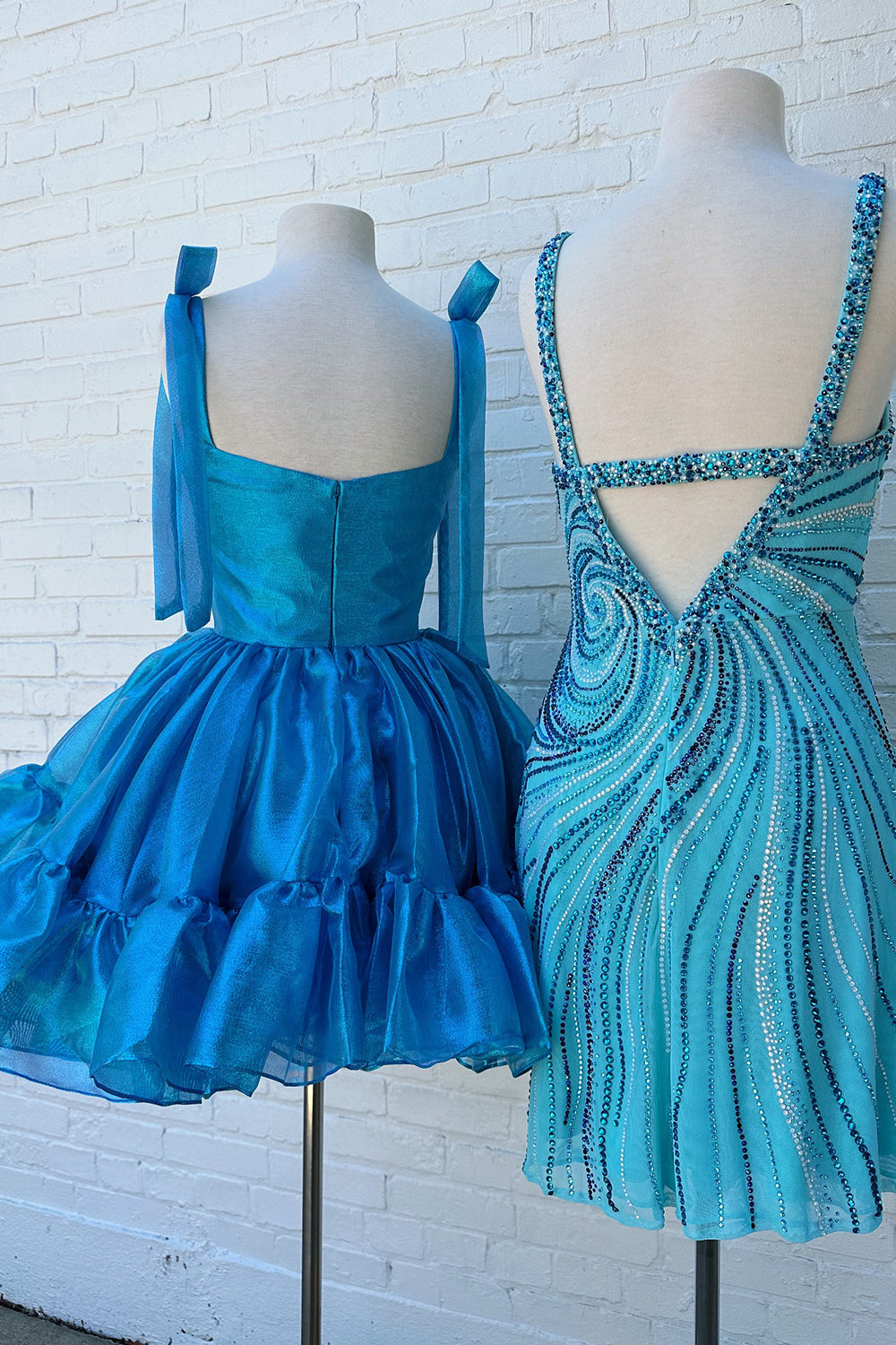 Metallic Pink Adjustable Straps A Line Short Corset Homecoming Dress with Ruffles