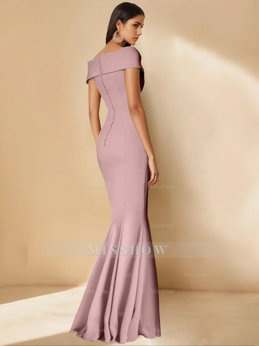 Minimalist Off-the-Shoulder Mother of the Bride Dresses in Trumpet/Mermaid Style with Detachable Flower