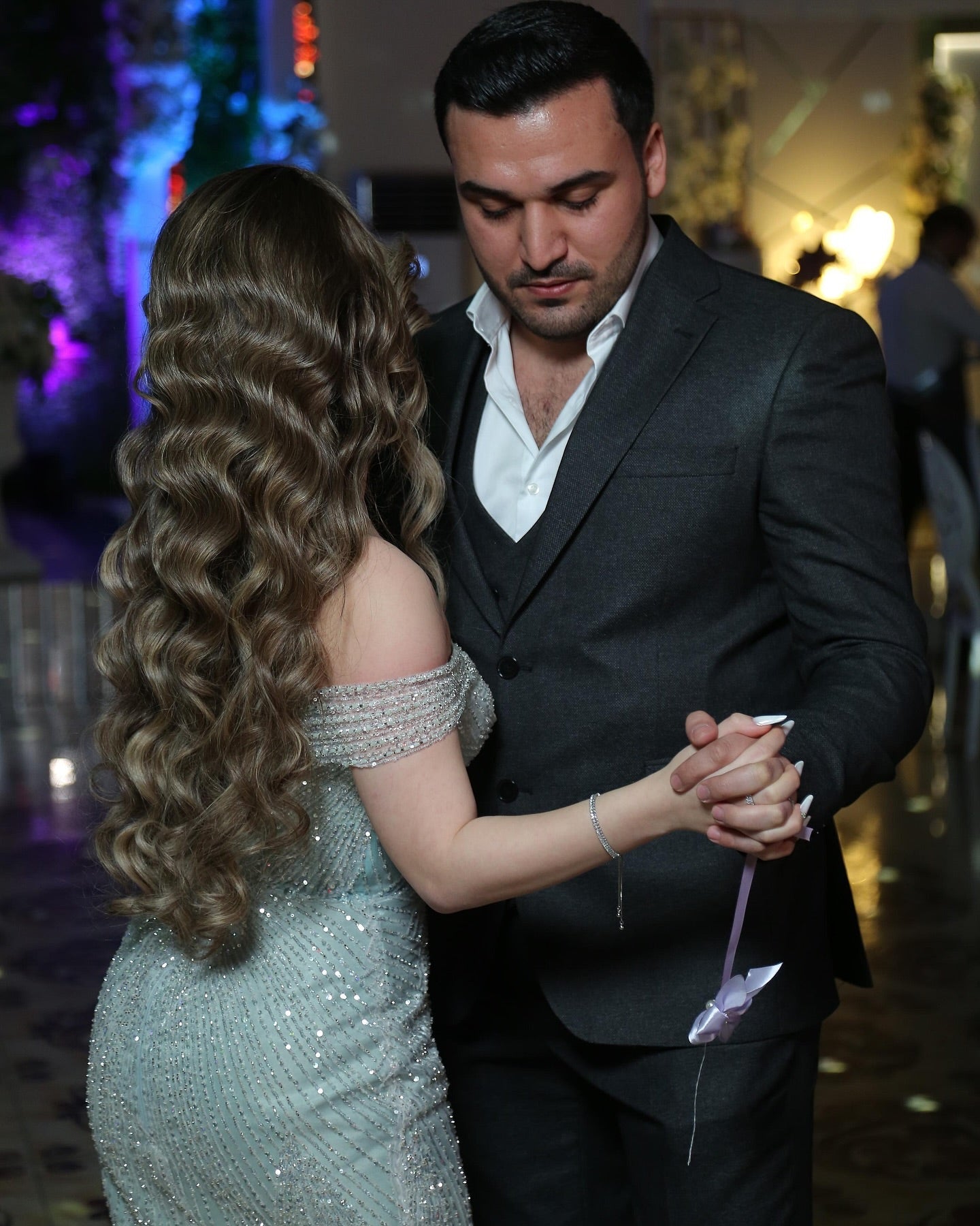 Mint Green Sequin Mermaid Formal Dress Off-the-Shoulder Heavy Beading Lace Up Back Sweep Train