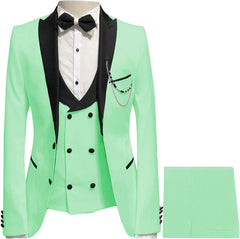 Mint Peaked Lapel Modern Three-Piece Prom Suit