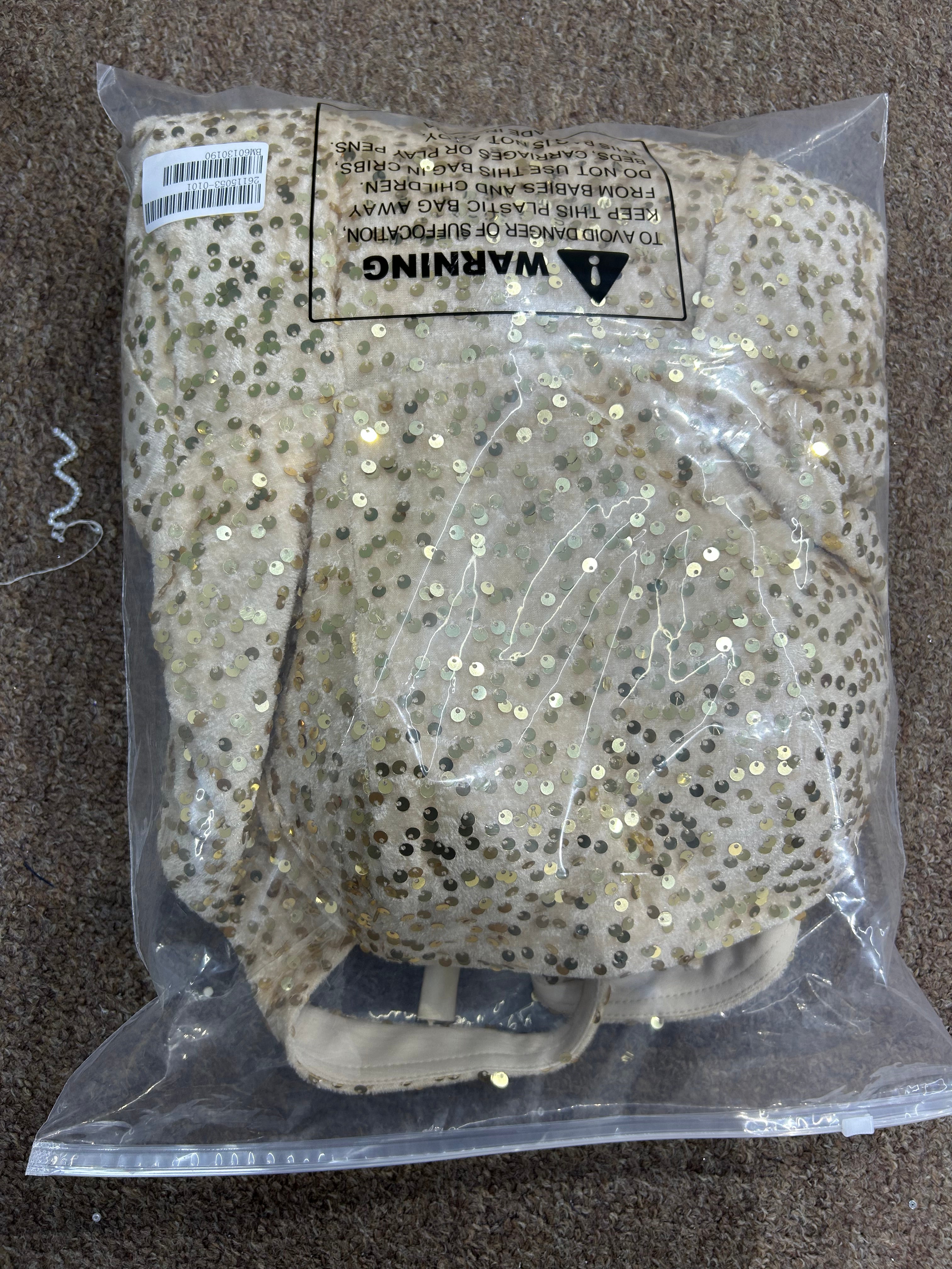 Champagne square sequin A-line homecoming dress