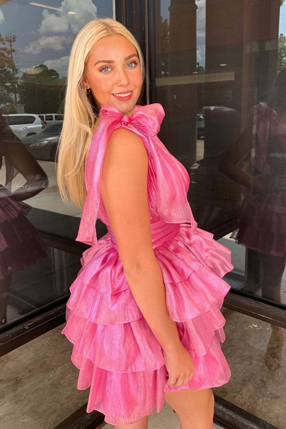 Misshow A Line Royal Blue Short Homecoming Dress/Mini Dress With Ruffles