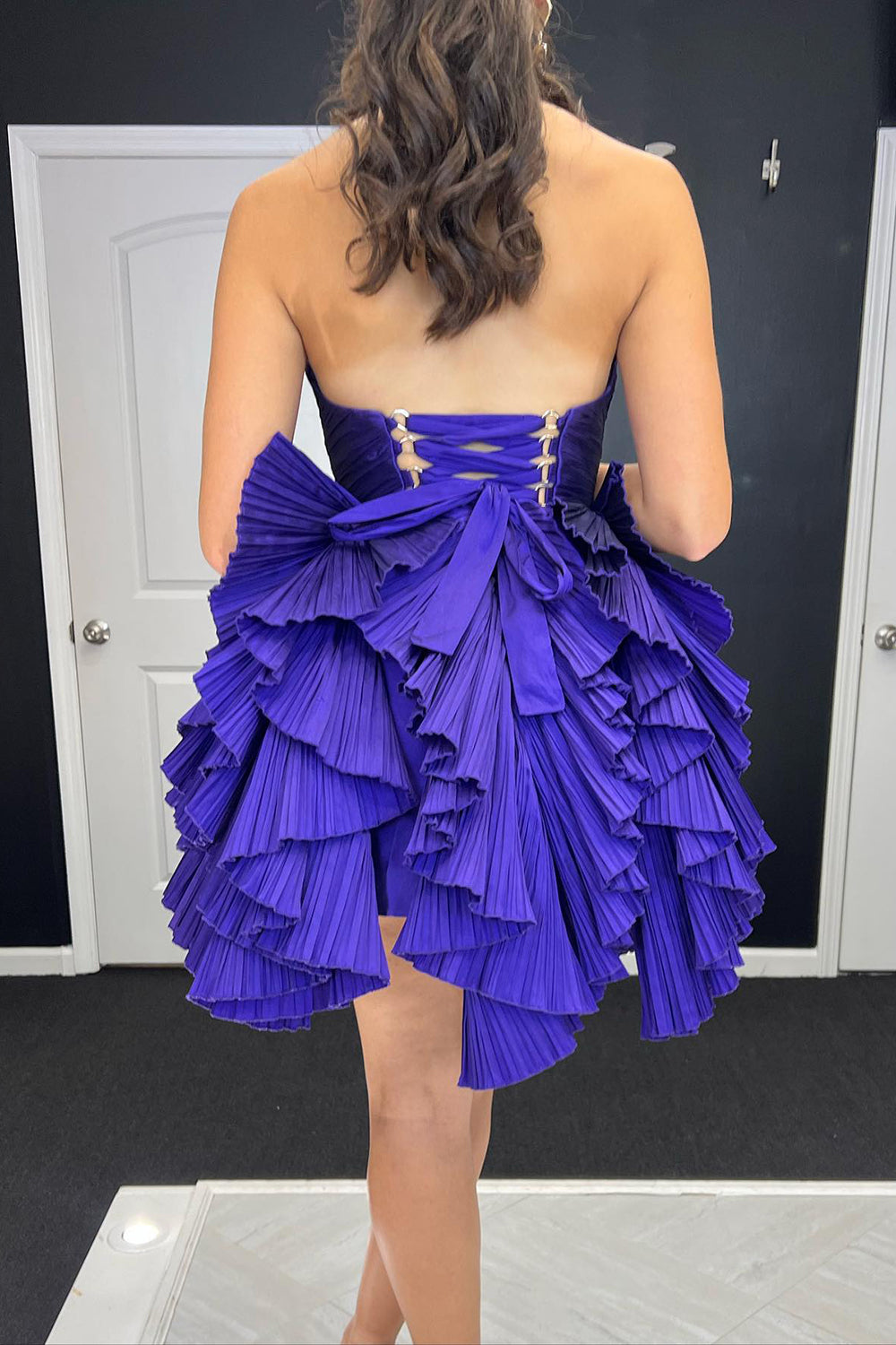 Misshow A-Line Royal Blue Sweetheart Short Homecoming Dress/Mini Dress with Ruffles
