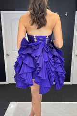 Misshow A-Line Royal Blue Sweetheart Short Homecoming Dress/Mini Dress with Ruffles