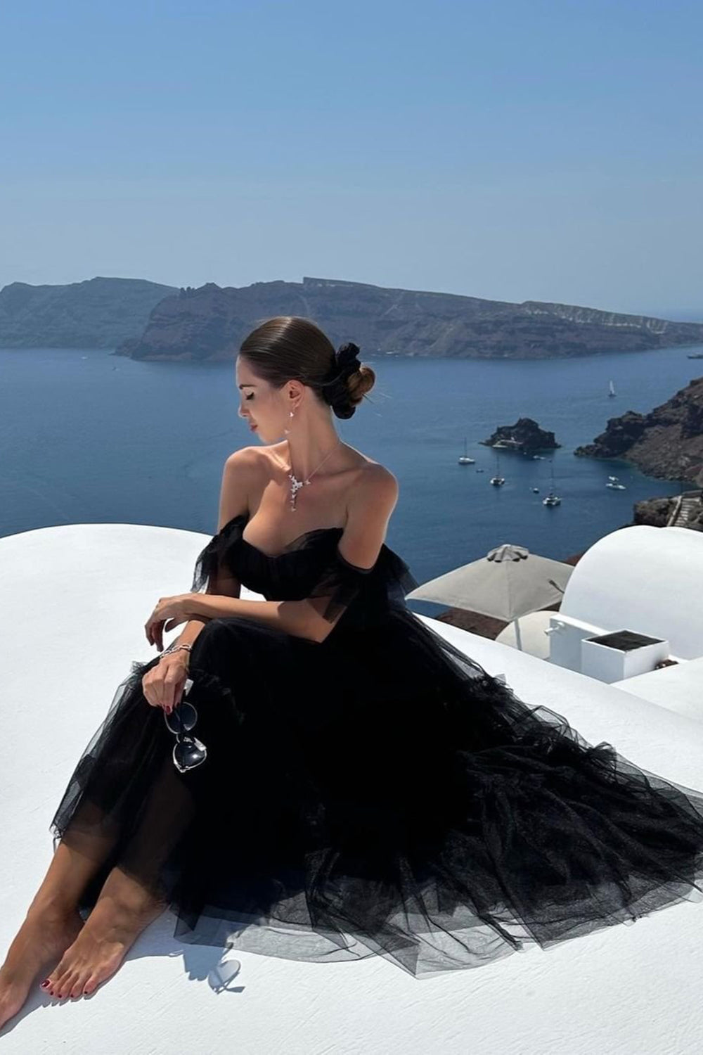 Misshow Black A-Line Corset Ruffled Tulle Homecoming Dress/Mini Dress