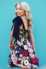 Misshow Black A Line Flower Print Short Homecoming Dress/Mini Dress