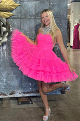 Misshow Black A-Line Sweetheart Tulle Tiered Corset Short Homecoming Dress/Mini Dress
