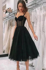 Misshow Black Polka Dots A Line Homecoming Dress/Mini Dress
