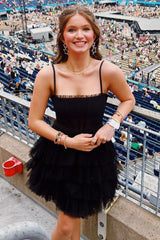 Misshow Black Ruffled Corset Short Homecoming Dress/Mini Dress