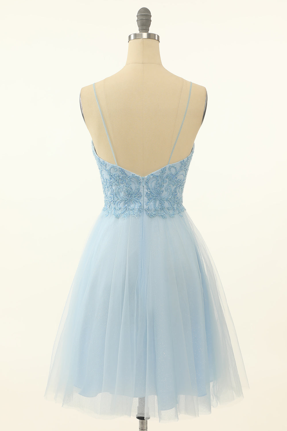 Misshow Blue A-line Cute Homecoming Dress/Mini Dress with Appliques