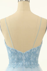 Misshow Blue A-line Cute Homecoming Dress/Mini Dress with Appliques