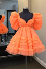 Misshow Blue Ruffled A Line Short Homecoming Dress/Mini Dress