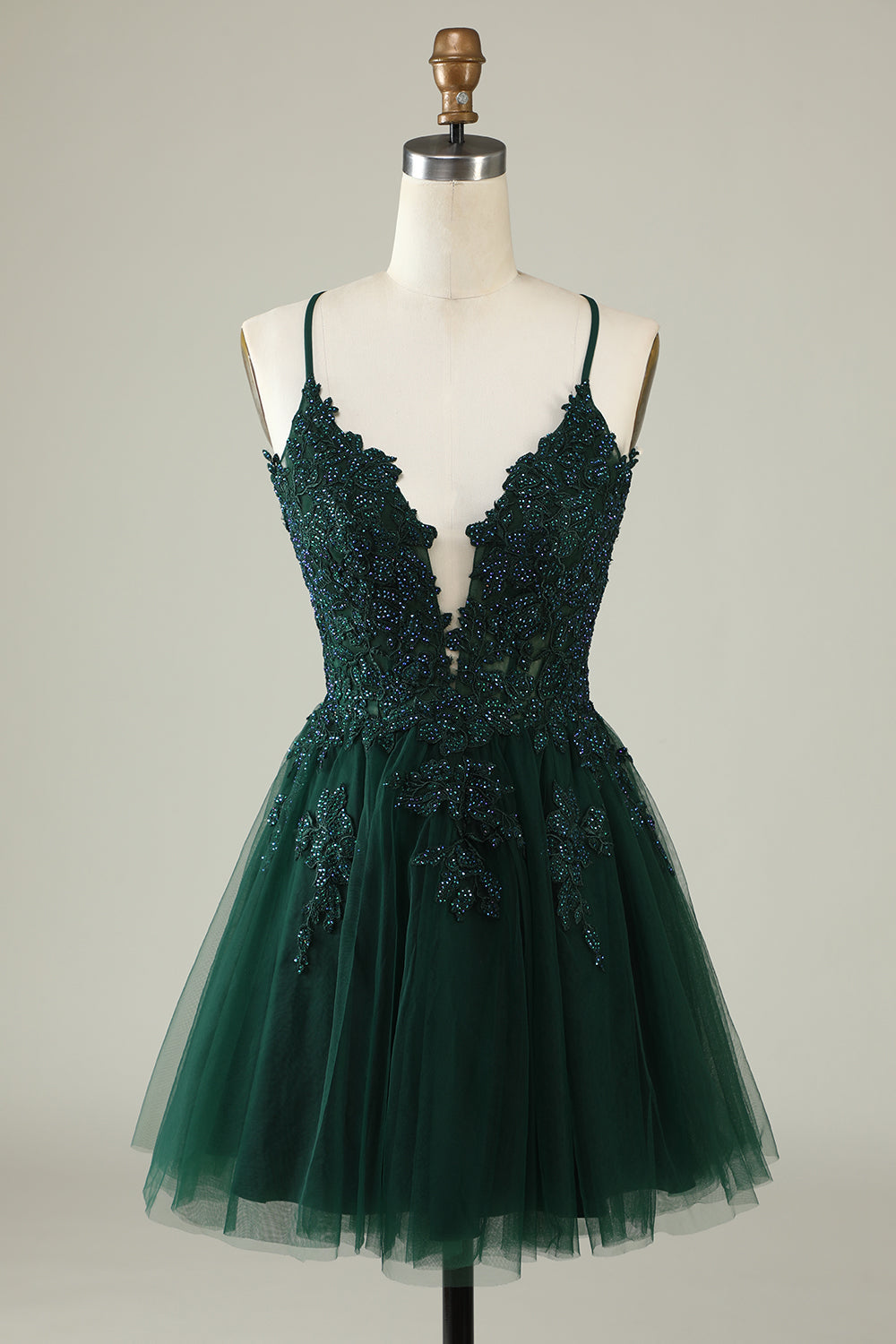 Misshow Blush A-Line Tulle Short Homecoming Dress/Mini Dress with Appliques