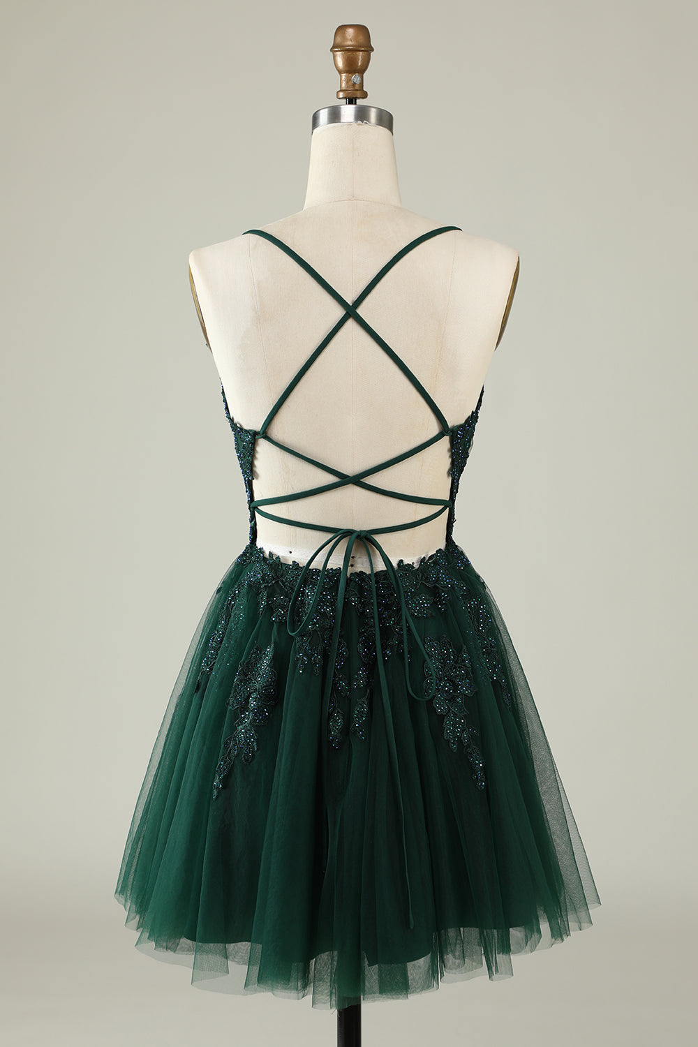 Misshow Blush A-Line Tulle Short Homecoming Dress/Mini Dress with Appliques