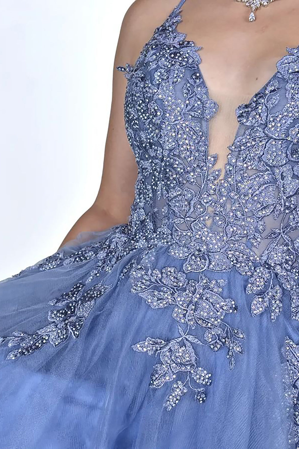 Misshow Blush A-Line Tulle Short Homecoming Dress/Mini Dress with Appliques