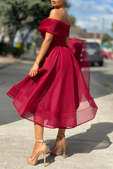 Misshow Burgundy Off The Shoulder Prom Dress
