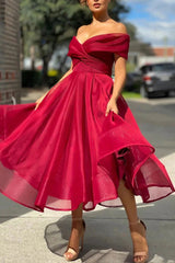 Misshow Burgundy Off The Shoulder Prom Dress
