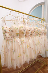 Misshow Champagne A-Line Embroidery Short Homecoming Dress/Mini Dress