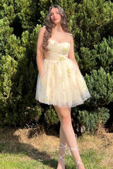 Misshow Champagne A-Line Embroidery Short Homecoming Dress/Mini Dress