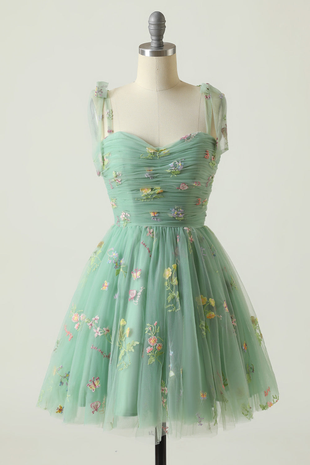 Misshow Champagne A-Line Embroidery Short Homecoming Dress/Mini Dress