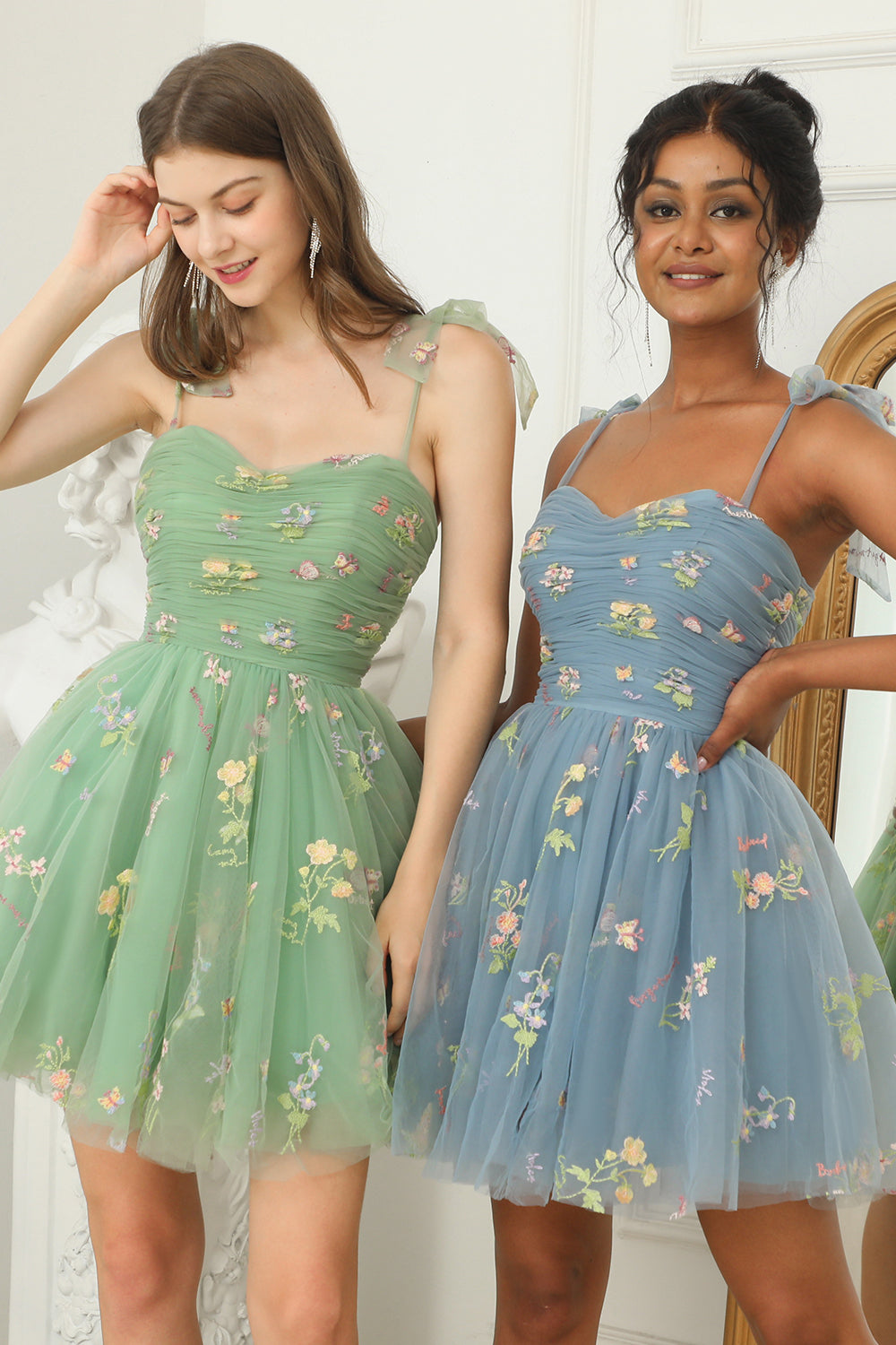 Misshow Champagne A-Line Embroidery Short Homecoming Dress/Mini Dress