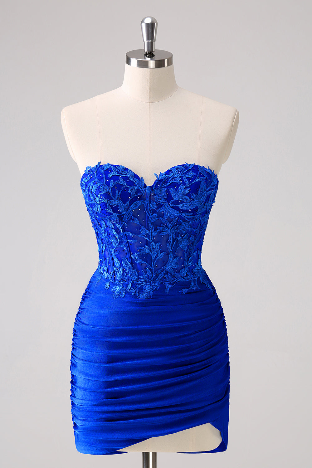 Misshow Corset Lilac Strapless Sequins Short Tight Homecoming Dress/Mini Dress with Appliques