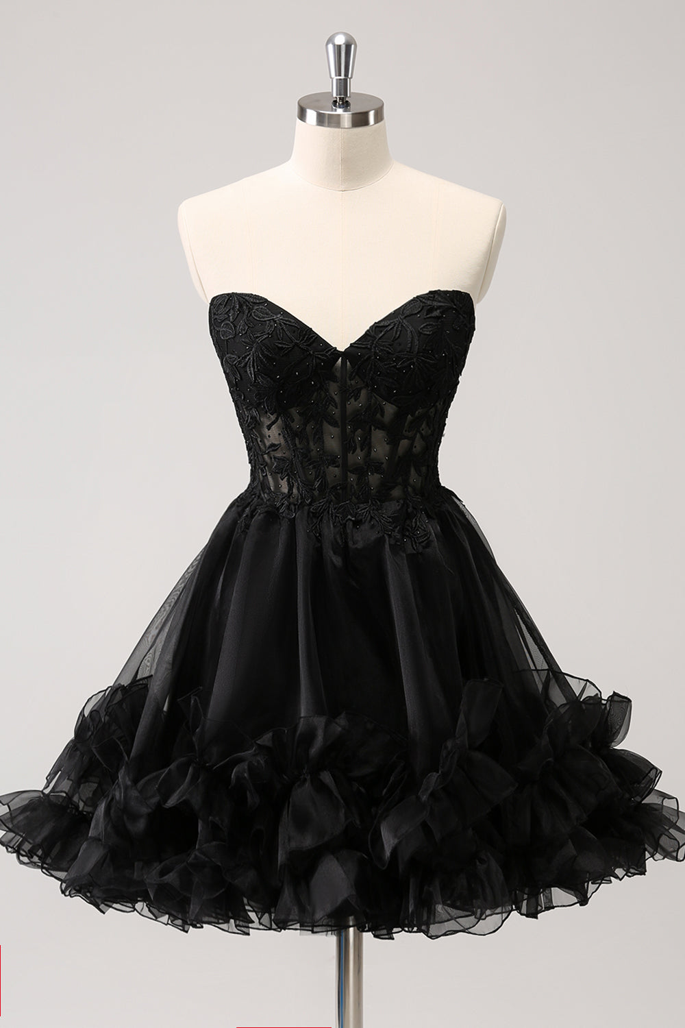 Misshow Cute Pink Strapless Corset A Line Tiered Short Homecoming Dress/Mini Dress