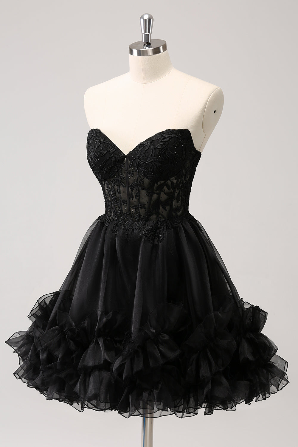 Misshow Cute Pink Strapless Corset A Line Tiered Short Homecoming Dress/Mini Dress