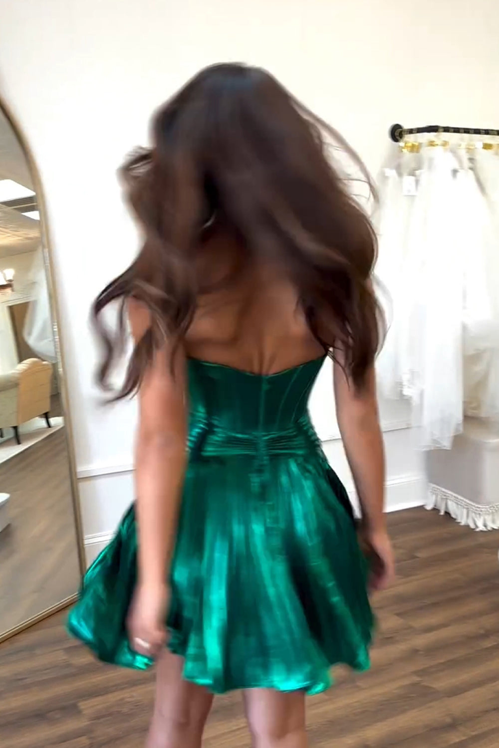 Misshow Dark Green Corset Sweetheart A Line Short Homecoming Dress/Mini Dress