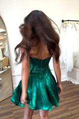 Misshow Dark Green Corset Sweetheart A Line Short Homecoming Dress/Mini Dress