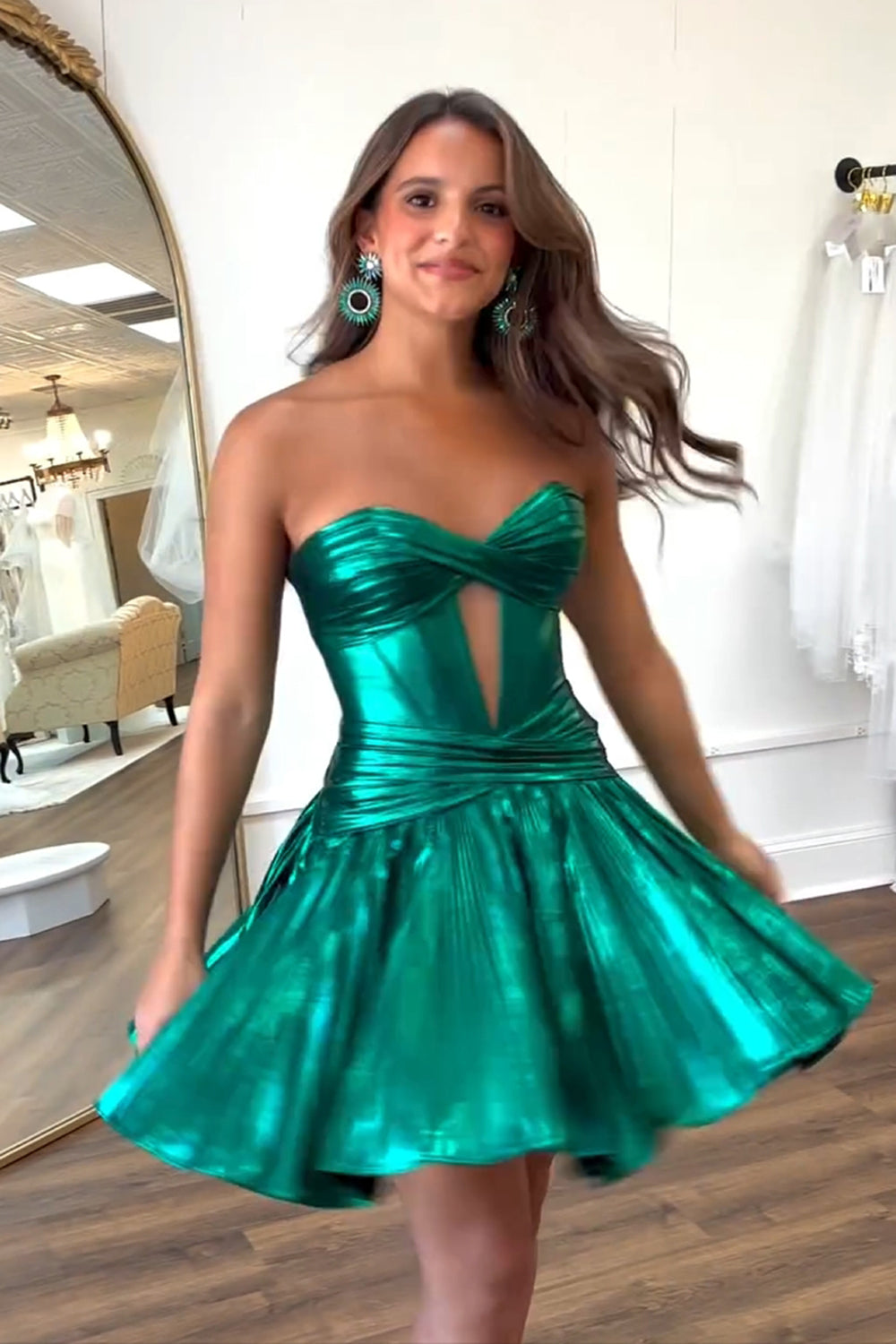 Misshow Dark Green Corset Sweetheart A Line Short Homecoming Dress/Mini Dress