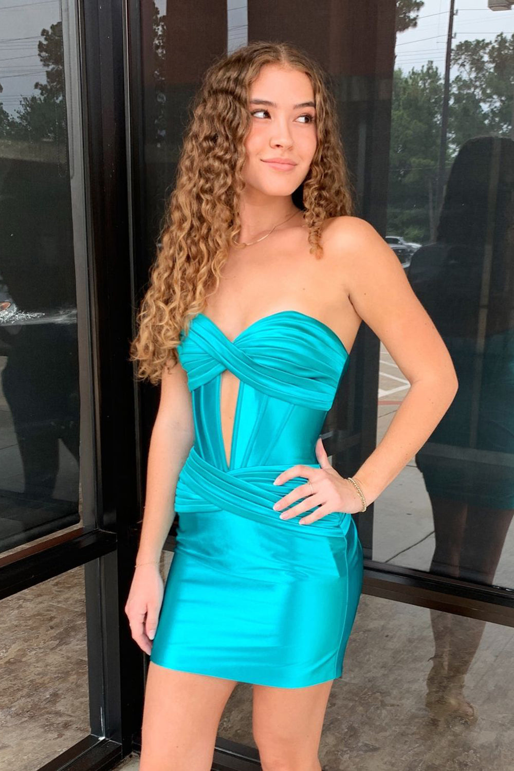 Misshow Dark Green Sweetheart Corset Tight Short Homecoming Dress/Mini Dress
