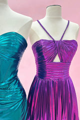 Misshow Dark Purple A Line Halter Short Homecoming Dress/Mini Dress