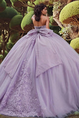 Misshow Exquisite Purple Quinceanera Dress Sweetheart Neckline Beaded 3D Flower Appliques & Lace-Up Bow Ball Gown for Sweet 16 & Special Occasions