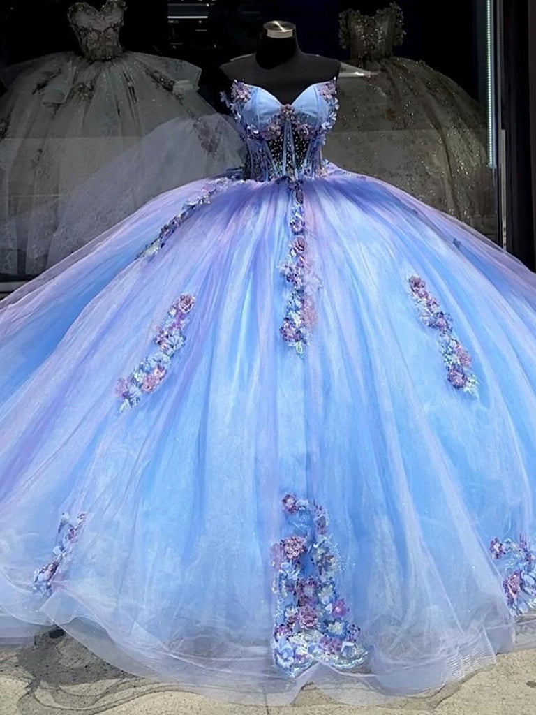 Misshow Exquisite Royal Blue Ball Gown Sweetheart Neckline with 3D Floral Lace Appliques Tulle Princess Quinceanera Dress for Sweet 16 & Evening Galas Misshow Exquisite Royal Blue Ball Gown Sweetheart Neckline with 3D Floral Lace Appliques Tulle Princess Quinceanera Dress for Sweet 16 & Evening Galas