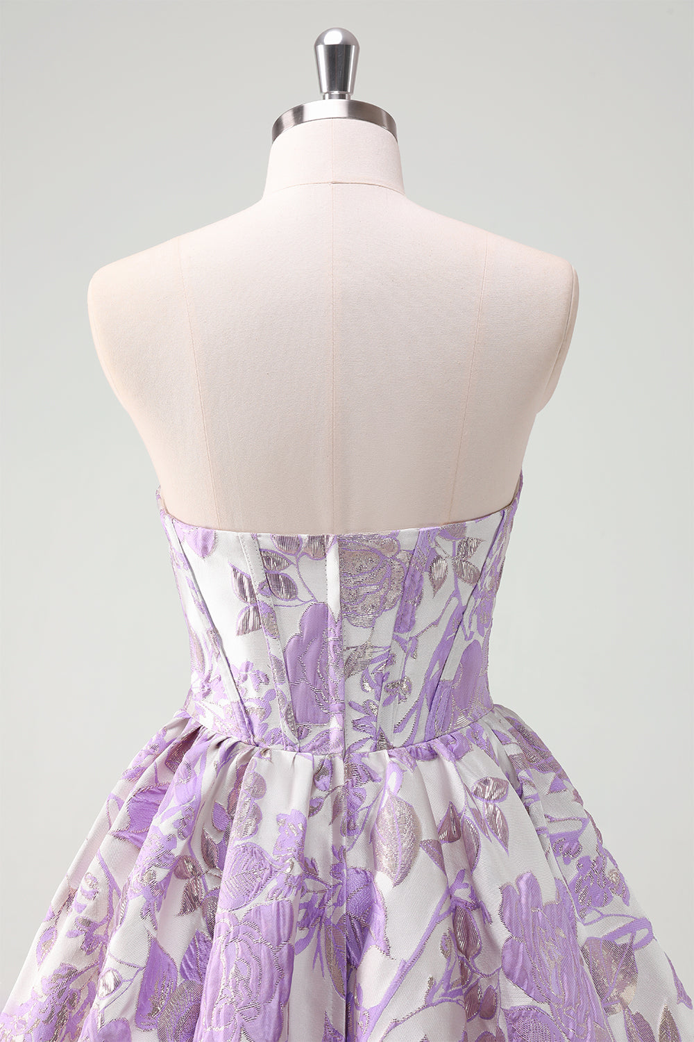 Misshow Fluffy Blue Floral Corset Strapless A Line Short Homecoming Dress/Mini Dress