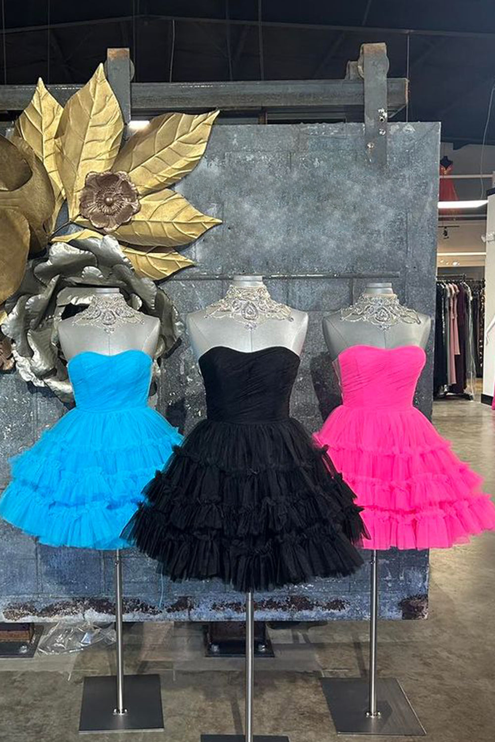 Misshow Fuchsia A-Line Sweetheart Tulle Tiered Corset Short Homecoming Dress/Mini Dress