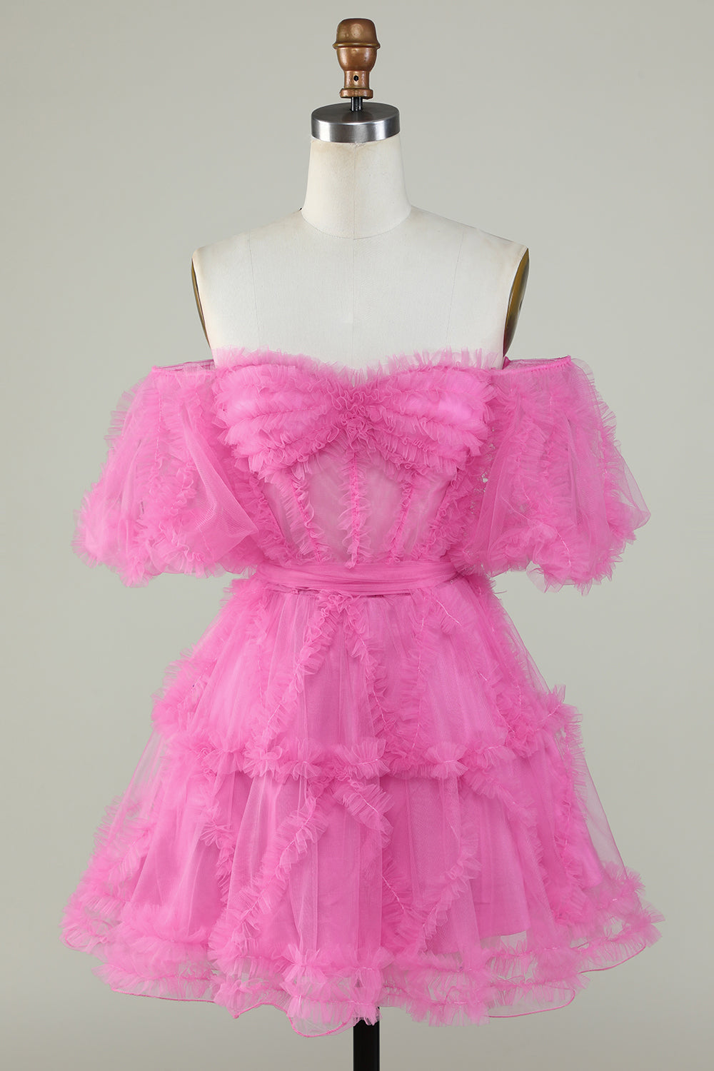 Misshow Fuchsia Corset A-Line Short Homecoming Dress/Mini Dress