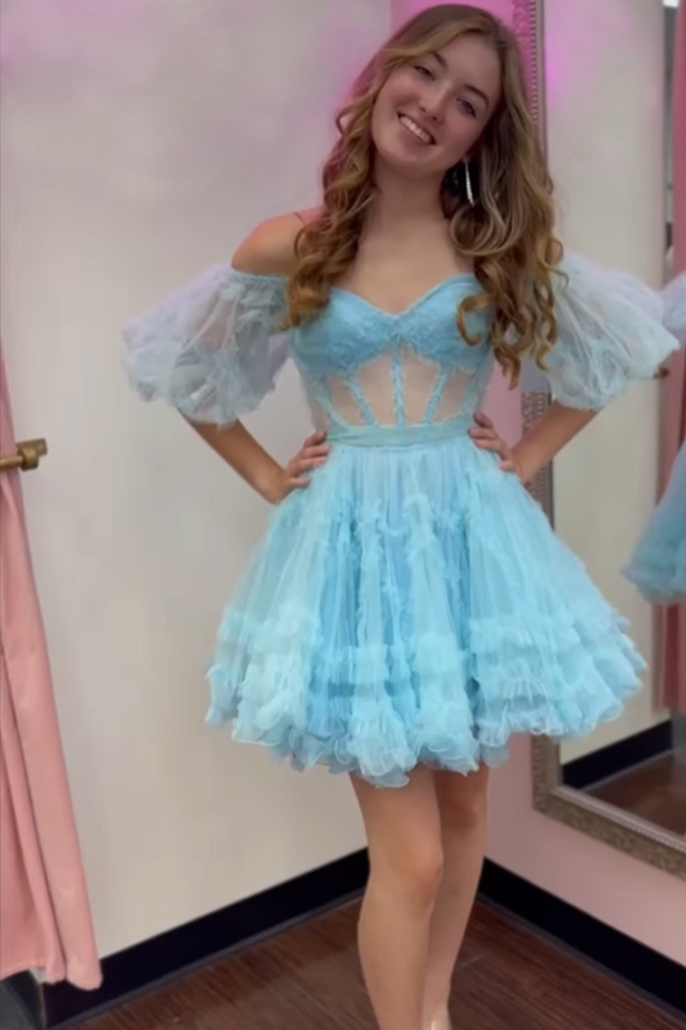 Misshow Fuchsia Corset A-Line Short Homecoming Dress/Mini Dress