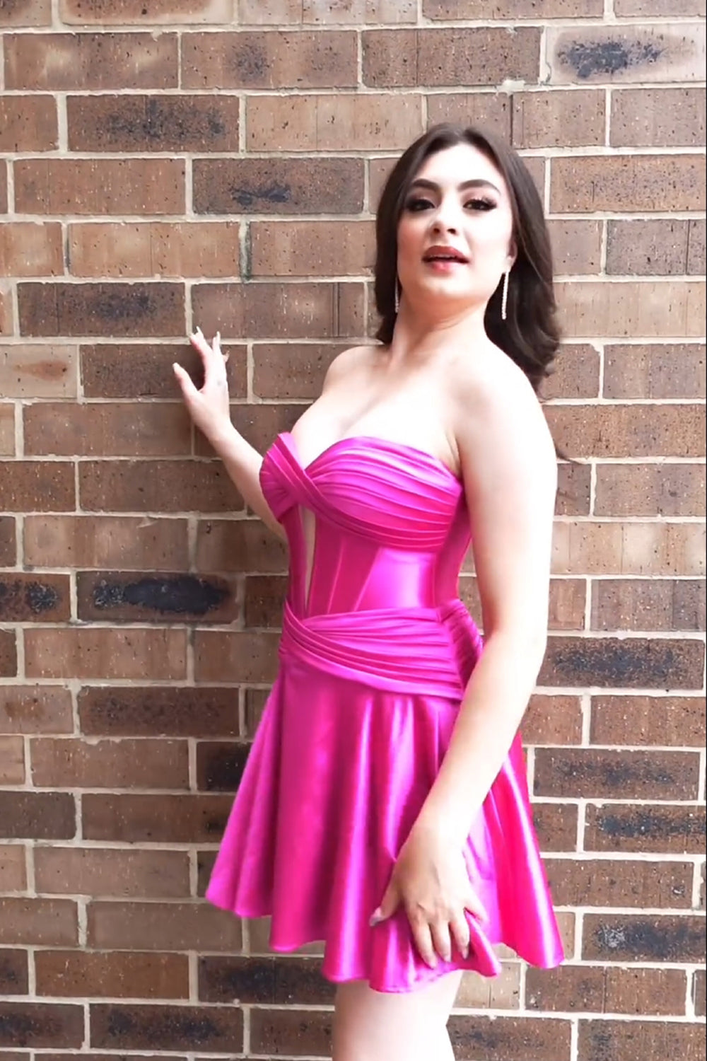 Misshow Fuchsia Sweetheart Corset A Line Short Homecoming Dress/Mini Dress