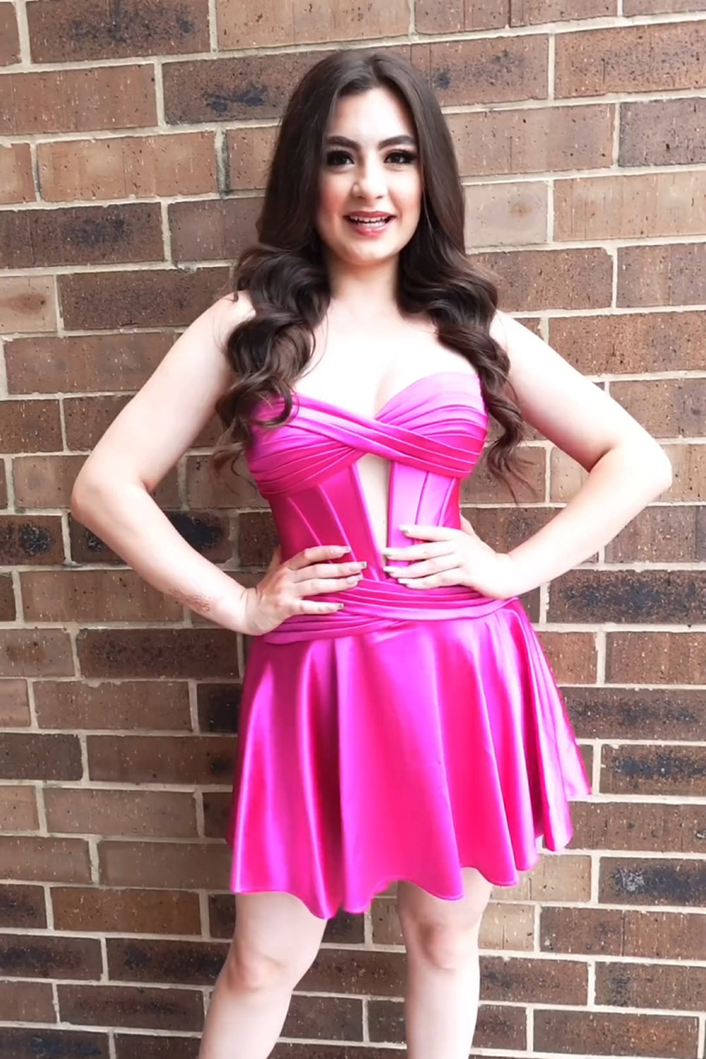 Misshow Fuchsia Sweetheart Corset A Line Short Homecoming Dress/Mini Dress