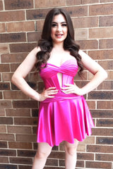 Misshow Fuchsia Sweetheart Corset A Line Short Homecoming Dress/Mini Dress