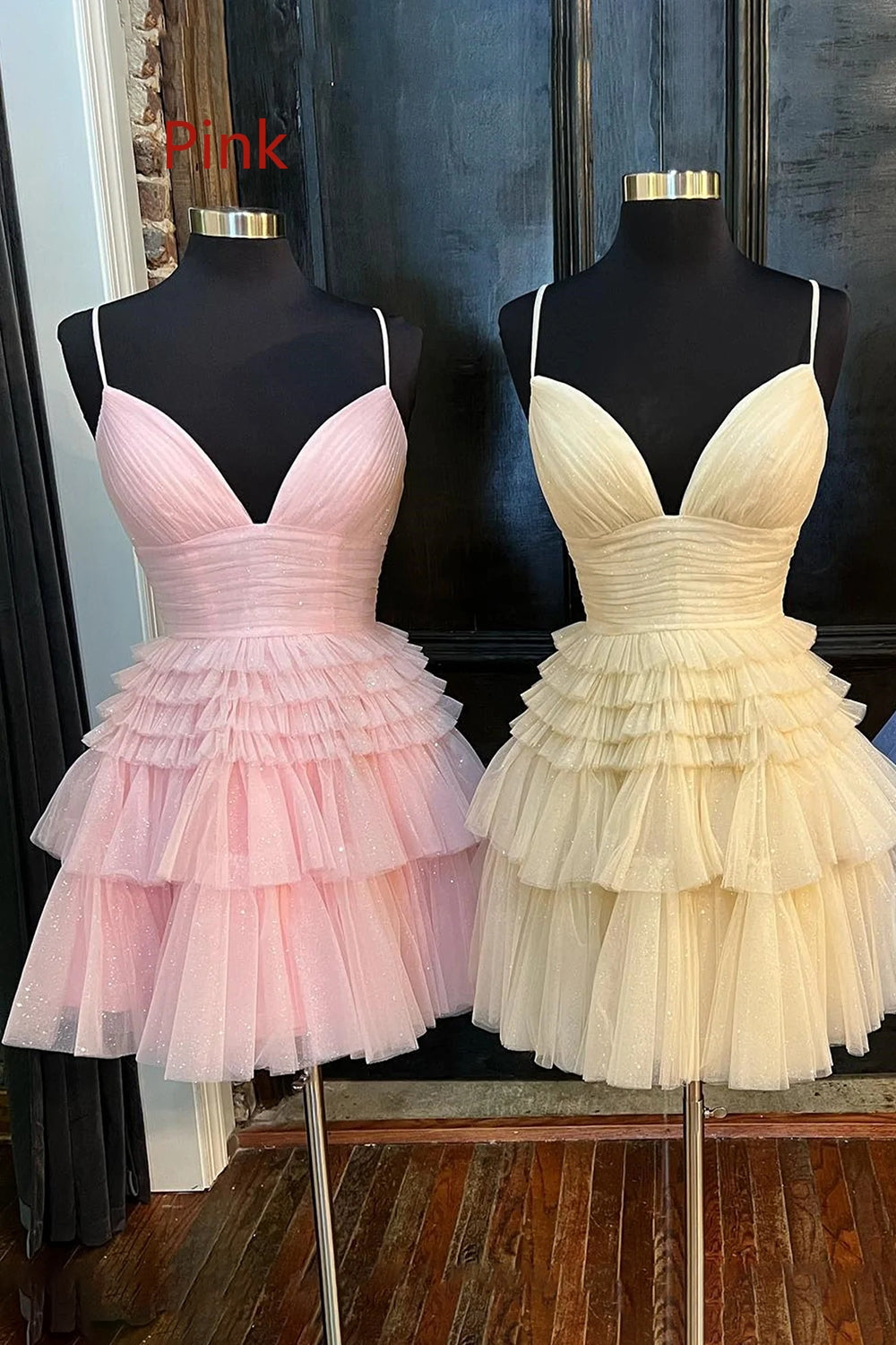 Misshow Glitter Blue A-Line Tulle Tiered Short Homecoming Dress/Mini Dress