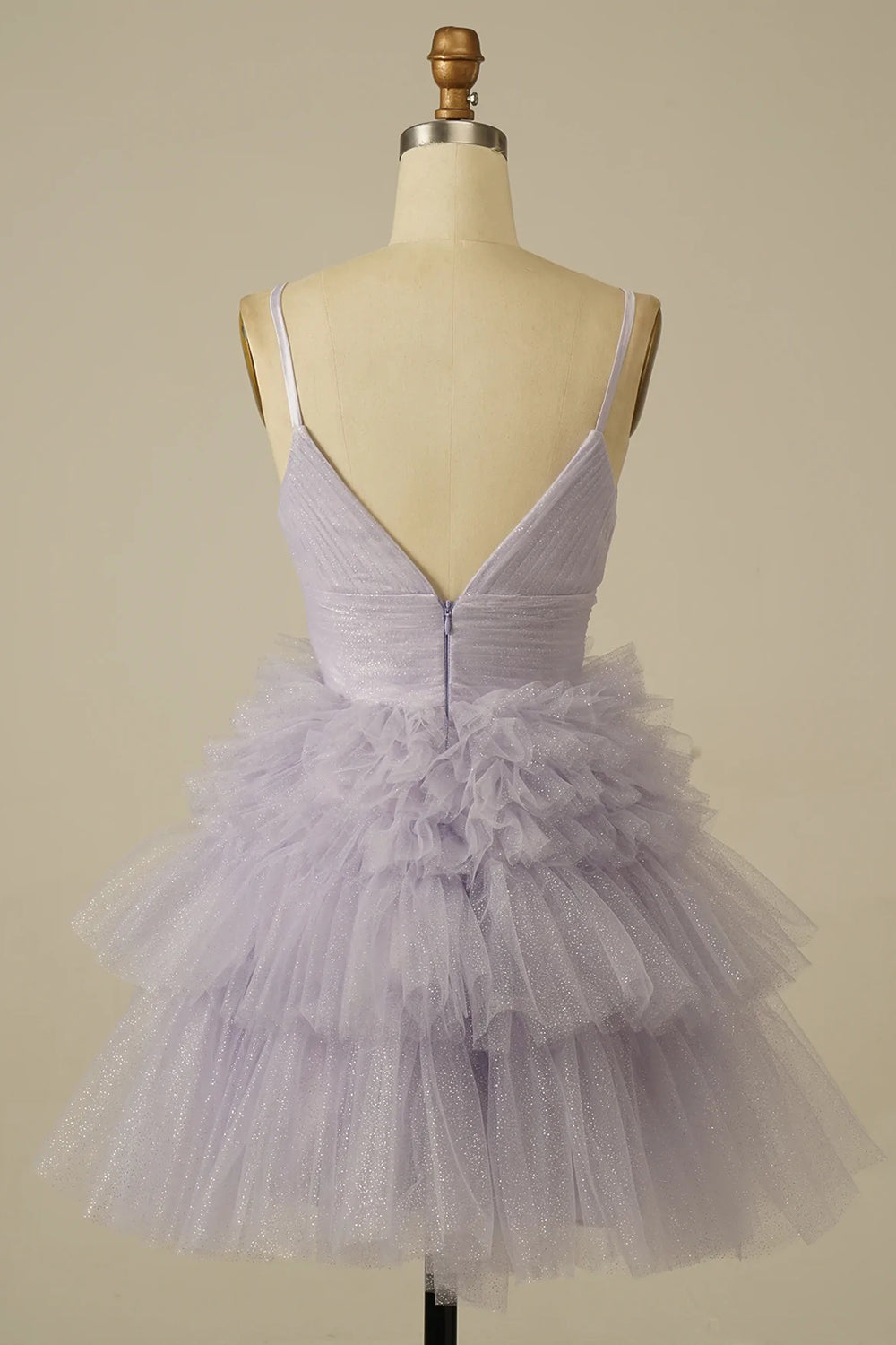 Misshow Glitter Blue A-Line Tulle Tiered Short Homecoming Dress/Mini Dress